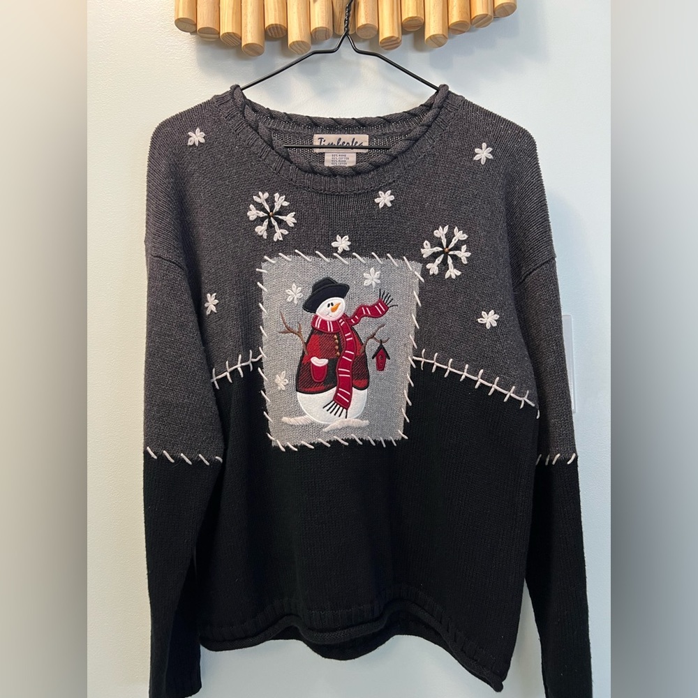 Vintage Timberlea Snowman gray winter knit sweater.
